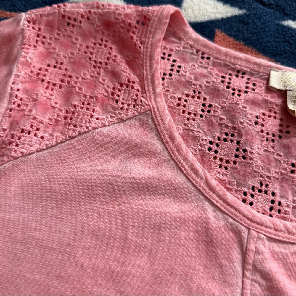 LOGO by Lori Goldstein Pink Lace Tunic